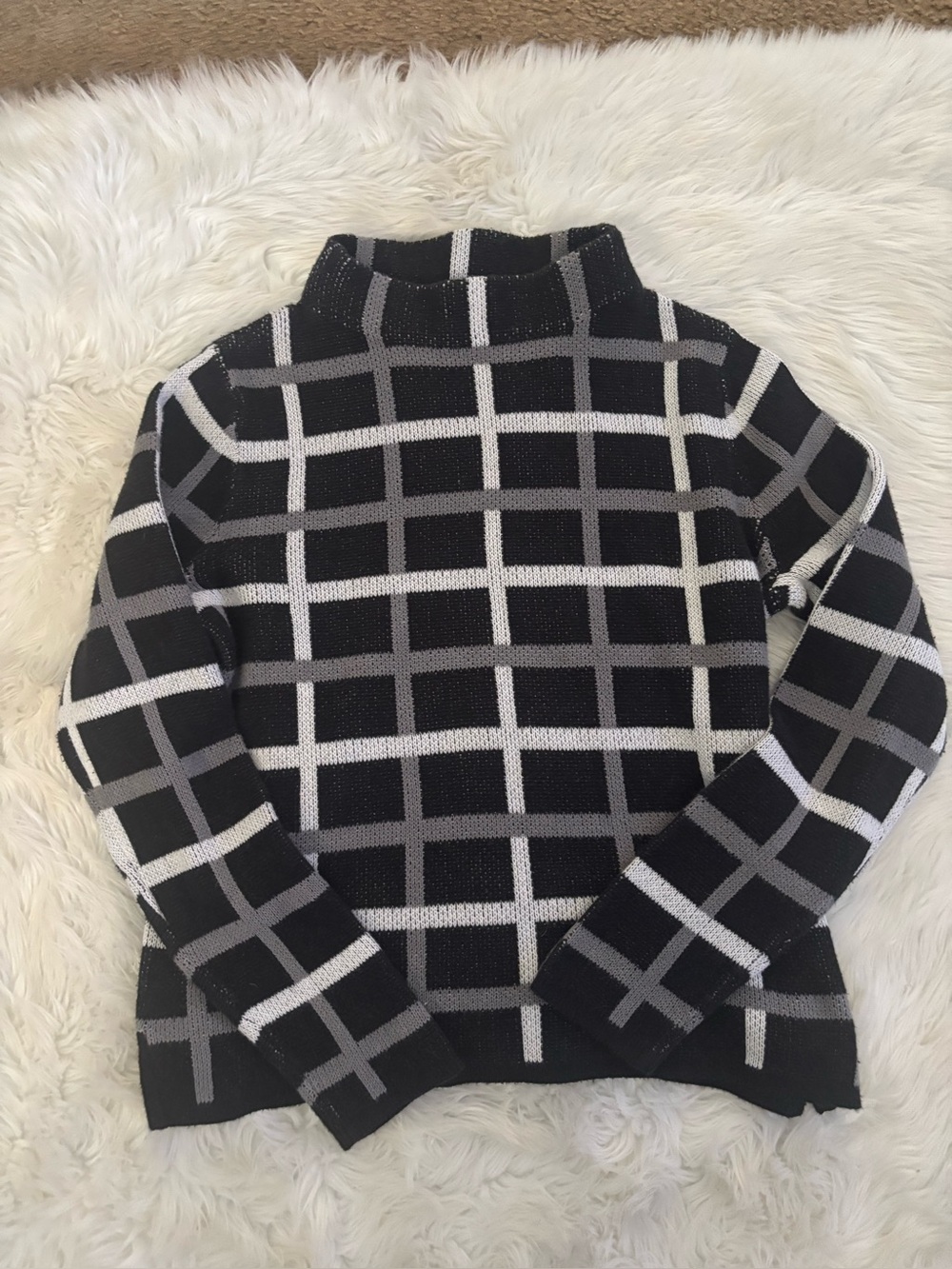 Old Navy Black Grid Turtleneck Sweater